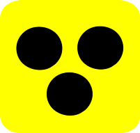Gelber Hintergrund mit drei schwarzen Punkten symbolisiert das Blindenzeichen